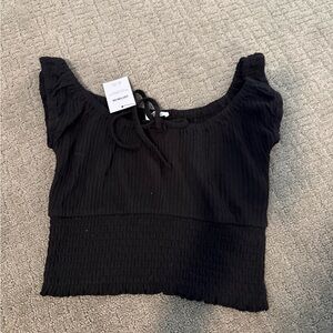 Cotton onBlack Square-Neck Women’s Top